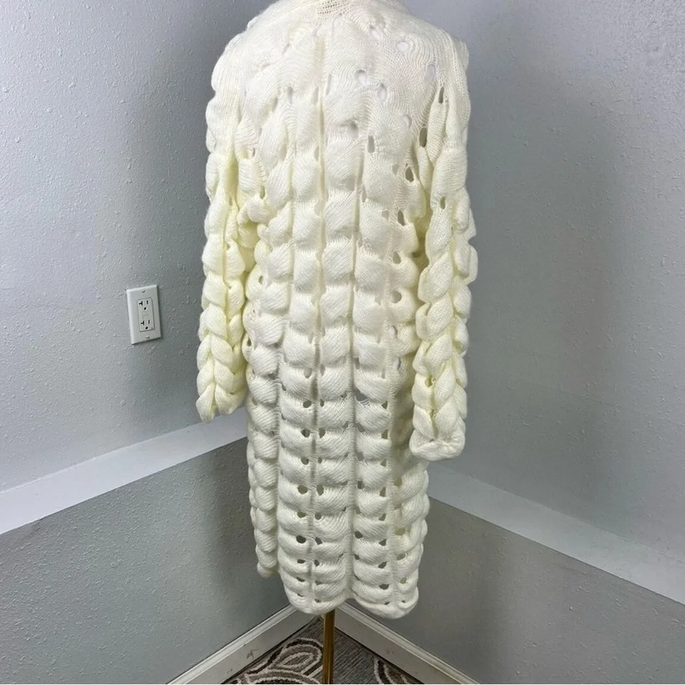 Simply Couture White Lose Chunky Knit Wool Blend Open Cardigan Women’s size3XL - Picture 3 of 5